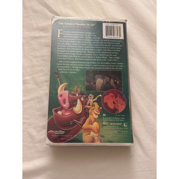 Walt Disney's Masterpiece The Lion King VHS Video Cassette Tape - Picture 4 of 4
